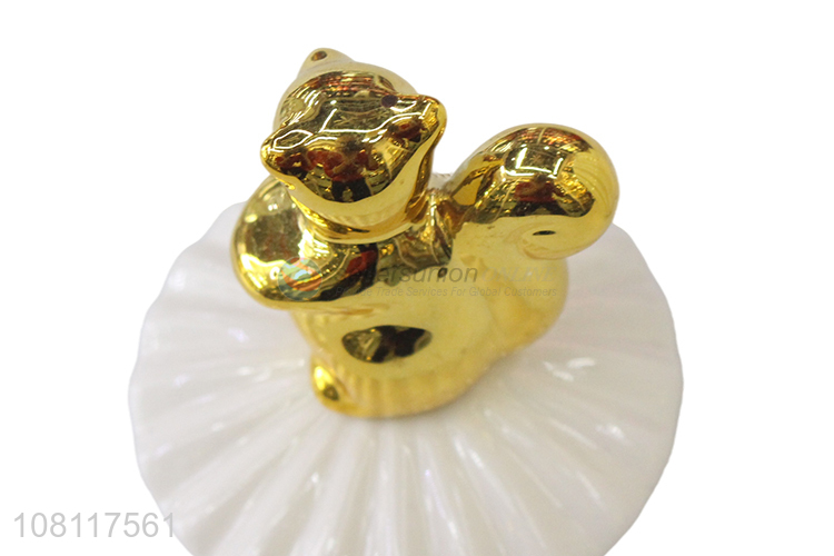 Hot selling ceramic squirrel jewelry case animal candy box