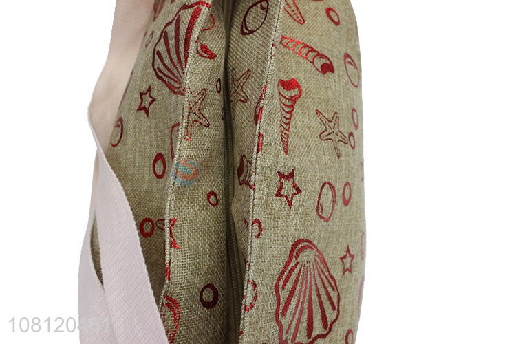 Yiwu market imitated linen hot stamping beach bag burlap tote bag