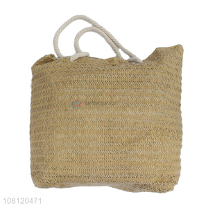 High quality hot stamping imitated linen woven beach bag tote handbag