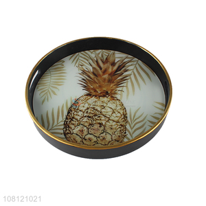 Fashion Pineapple Pattern Round Tray Serving Tray