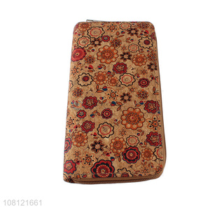 Fashion Flower Pattern Long Purse Ladies Card Holder