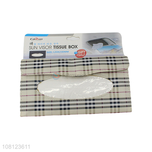 Wholesale trendy plaid cloth sun visor tissue box car tissue holder