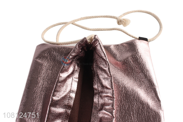 Hot selling metallic pu leather drawstring bag backpack wholesale