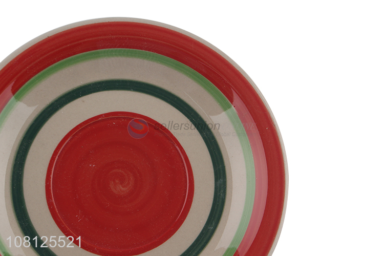 Wholesale large round ceramic plate enameled serving plate