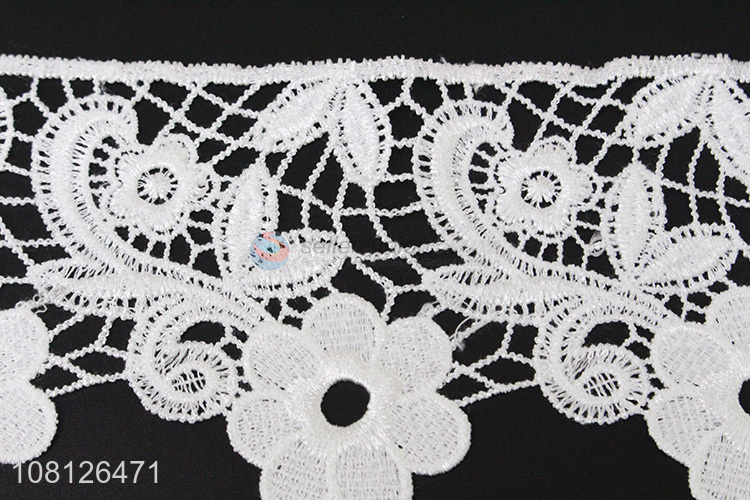 China products white polyester embroidery lace trim