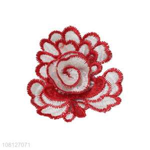 Hot selling red embroidery fabric patch for garment accessories