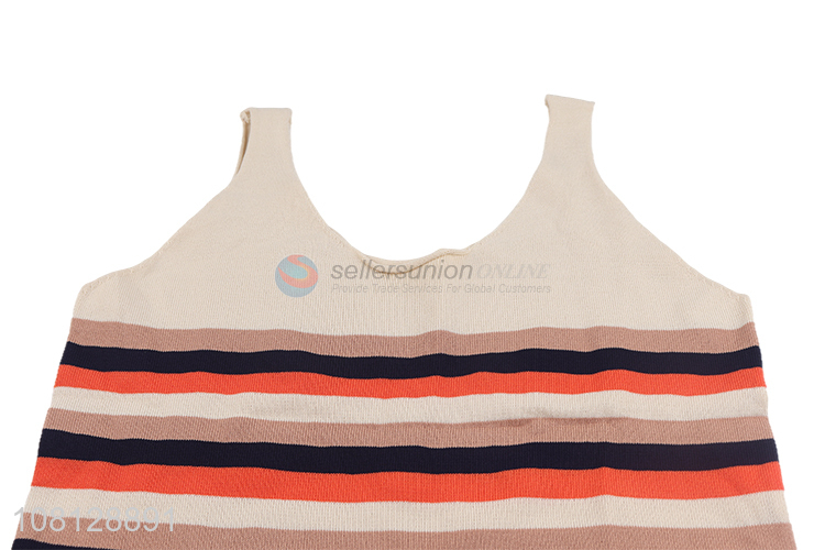 Hot sale colorful striped tank top women pullover knit veset