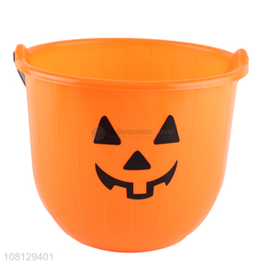 Wholesale Halloween pumpkin bucket candy bucket with handle