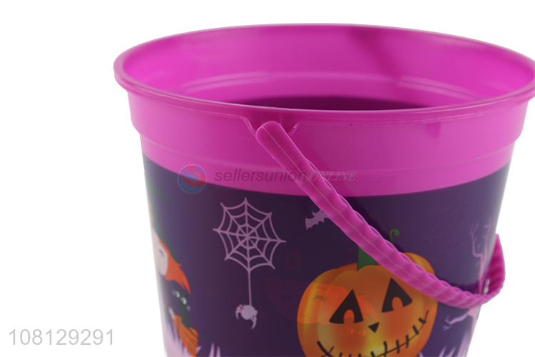 Good quality pumpkin printed Halloween plastic candy bucket