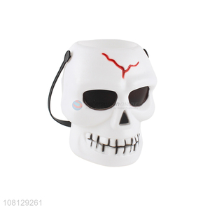 Hot selling Halloween candy toys plastic skull bucket ornament