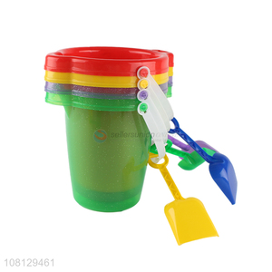 Wholesale 7inch plastic sand bucket with shovel beach sand toy