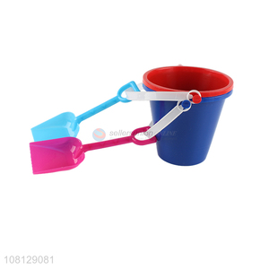 Wholesale beach sand toy 5inch plastic beach bucket with shovel