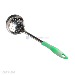 High Quality Stainless Steel Slotted Ladle With Soft Handle
