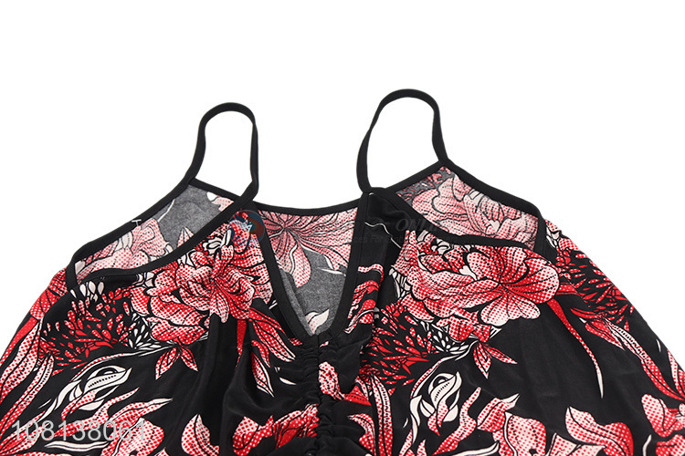 Best Sale Flower Pattern Comfortable Tank Tops Ladies Blouse