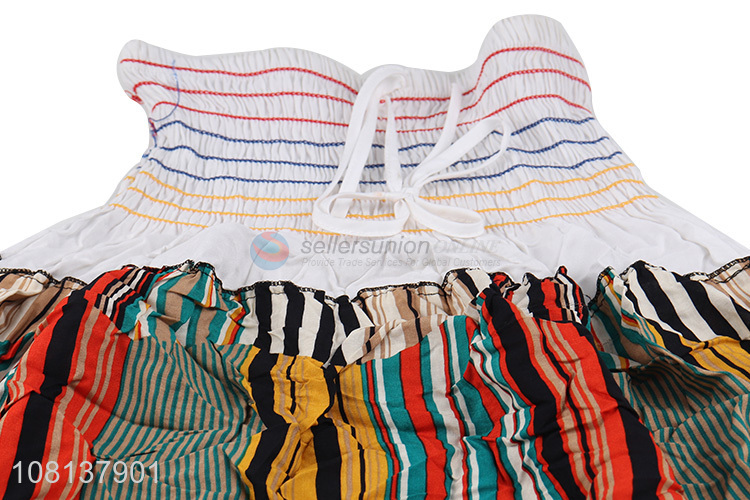Fashion Style Wide Elastic-Shirred Waist Skirt For Women