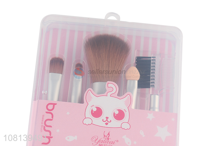 High quality pink cartoon makeup brush set for sale