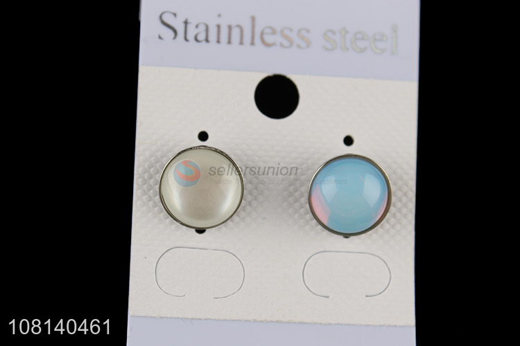 Top selling stainless steel round ear studs for jewelry