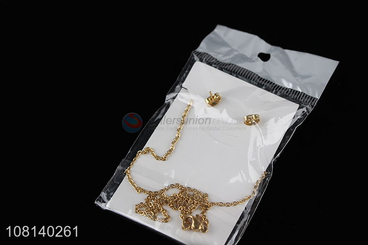 Factory wholesale butterfly shape necklace ear studs set