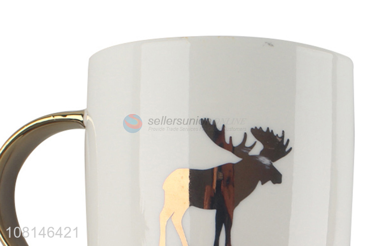 Fashion Ceramic Mug Water Cup With Gold-Rimmed  Handle