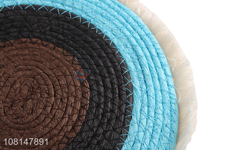 Low price round non-slip woven placemat table mat with tassels