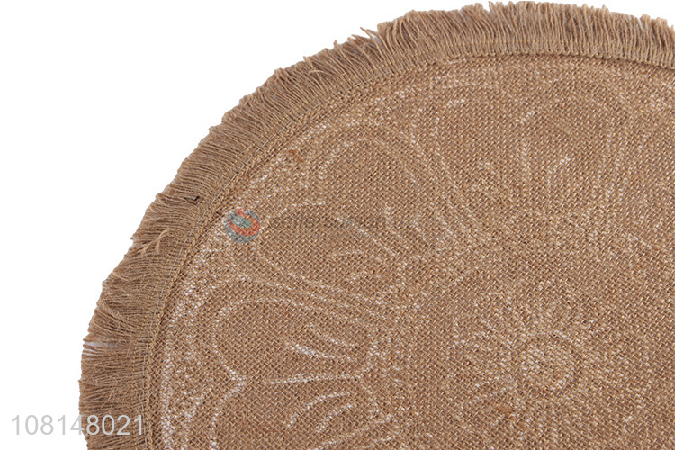 High quality round printed natural hemp placemat with tassels