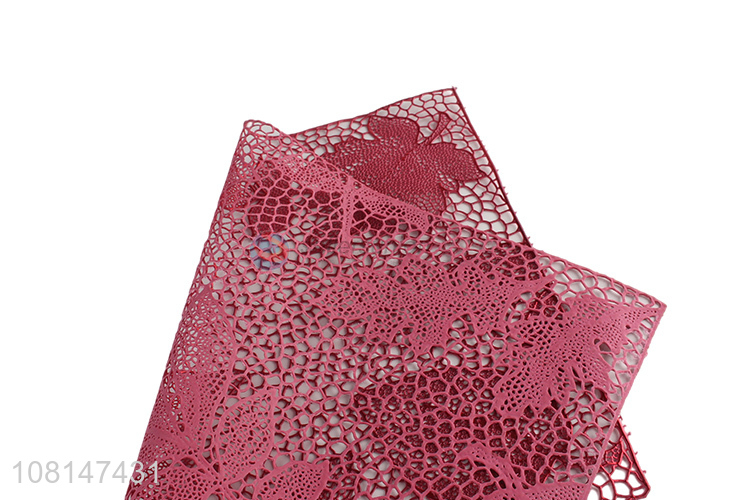 Hot selling fashionable hollow-out pvc placemat for hotel restaurant
