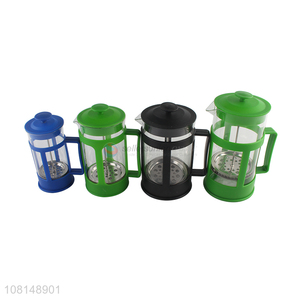 Online wholesale multicolor glass french press teapot tea maker