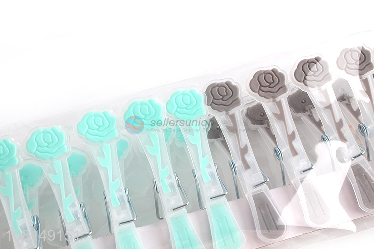 Low price 12pieces flower shape clothes pegs for household
