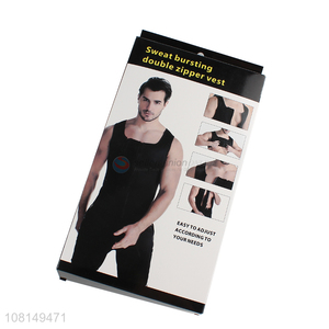 Wholesale men sweat sauna vest waist trimmer with double zippers