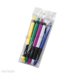 Factory Price 5 Pieces Click Ballpoint Pen Fashion Stationery