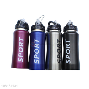 Factory wholesale stainless steel sports water bottle with handle