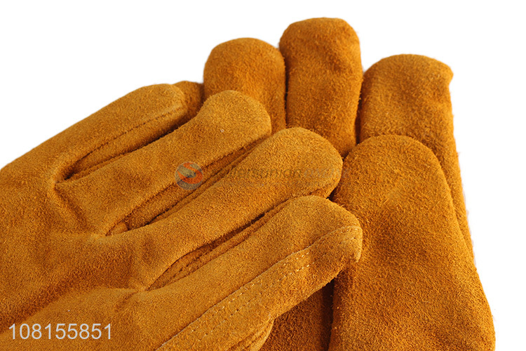 Good quality winter fleece lined leather safeth work gloves
