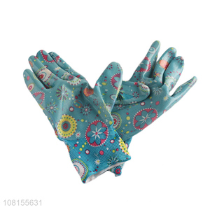 New arrival floral print nitrile coated <em>gardening</em> <em>gloves</em>