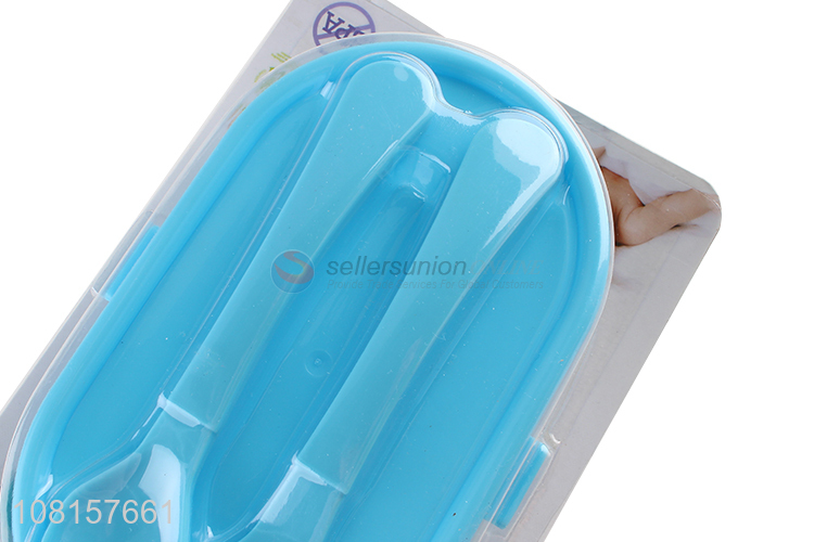 Yiwu market blue plastic baby bowl with lids tableware set