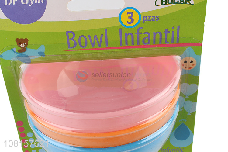 China products 3pieces plastic household baby bowls for feeding