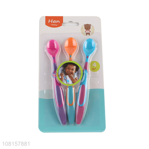 Yiwu factory colourful 3pieces baby training spoon set