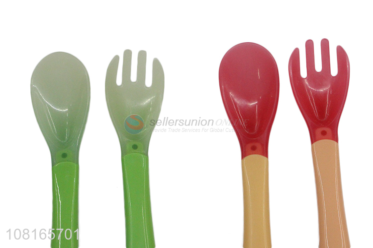 Most popular safety durable silicone spoon fork set for baby