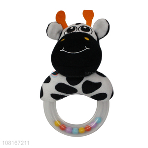 Yiwu supplier creative cartoon cows <em>teether</em> <em>baby</em> rattle toy