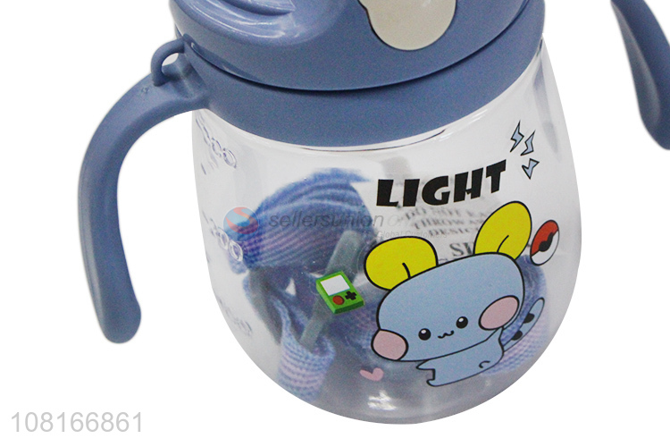 Factory wholesale cute cartoon baby water cup with straw