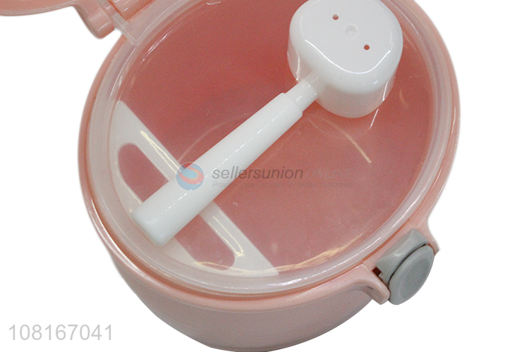 Good quality green portable milk powder container with spoon