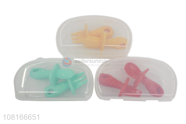 Hot selling creative plastic baby spoon with storage Box