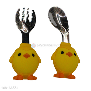 Good quality stainless steel baby spoon with silicone handle