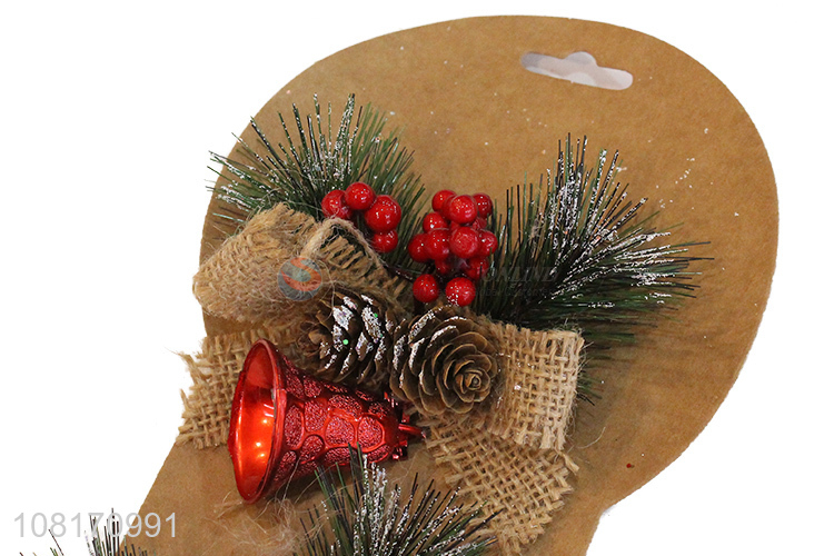 Hot sale handmade Christmas bows with pinecone red berry bell