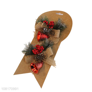 Hot sale handmade <em>Christmas</em> bows with pinecone red berry <em>bell</em>