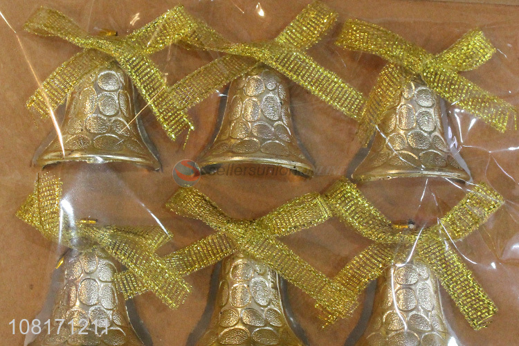 Good quality decorative gold plastic Christmas tree bells ornaments