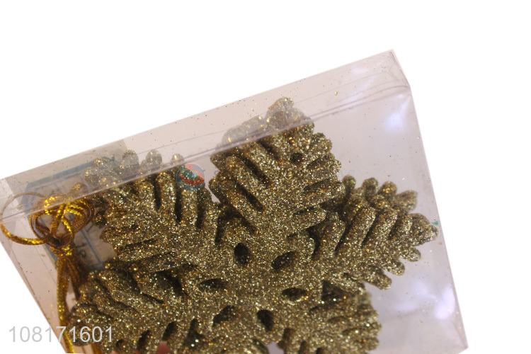Hot selling glitter plastic Christmas snowflake hanging ornaments