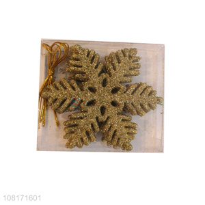 Hot selling glitter plastic Christmas snowflake hanging ornaments