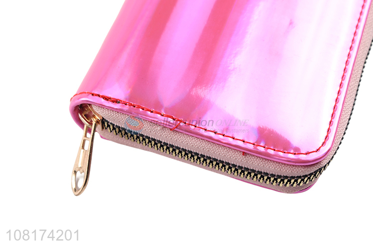 Yiwu wholesale pink PU wallet ladies portable purse