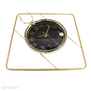 Hot items stylish silent metal frame antler wall clock for decoration