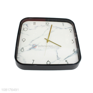 Hot sale decorative battery operated square marbling plastic wall clock